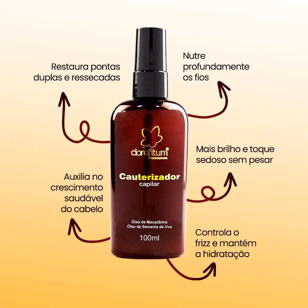 Cauterizador Capilar Óleo de Macadâmia de Óleo de Semente de Uva (100ml)